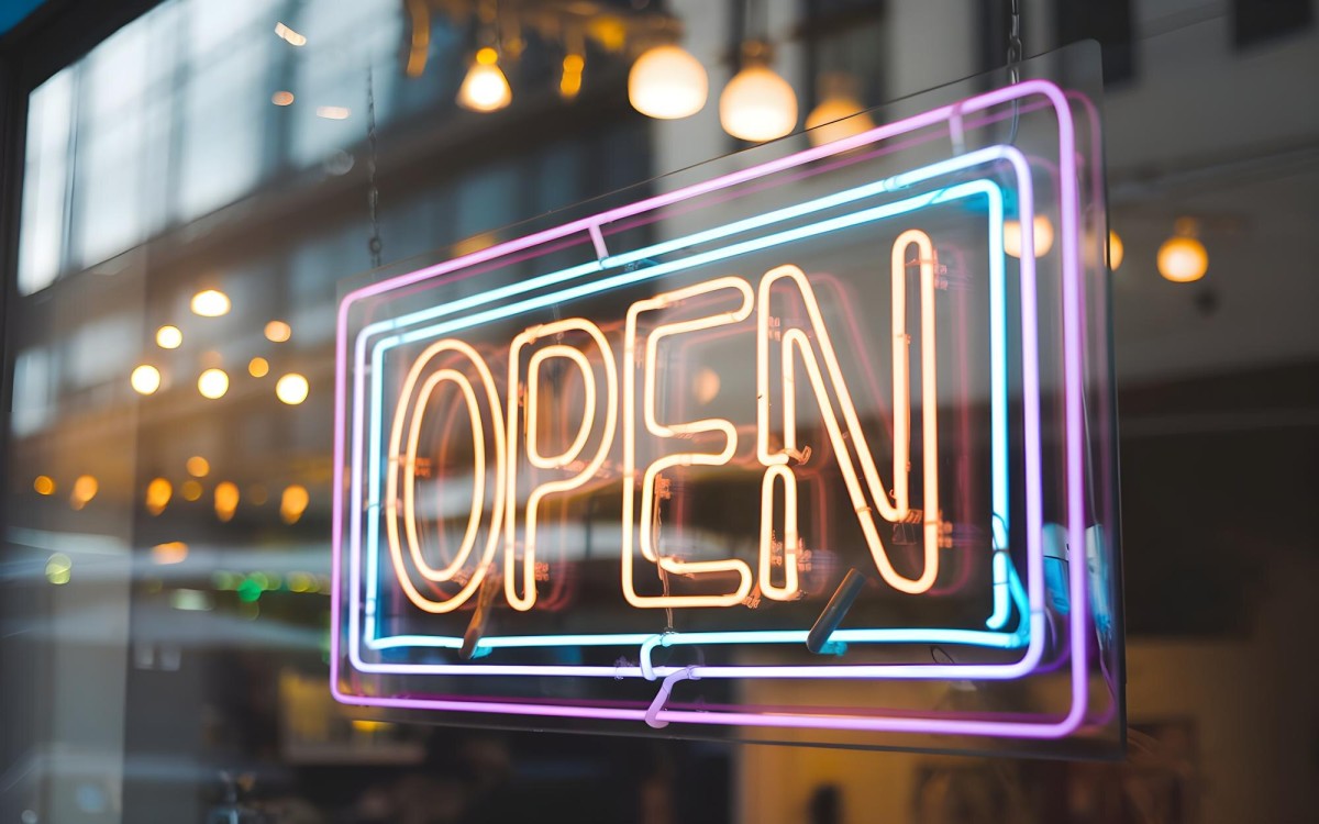 Bold storefront sign attracting customer attention