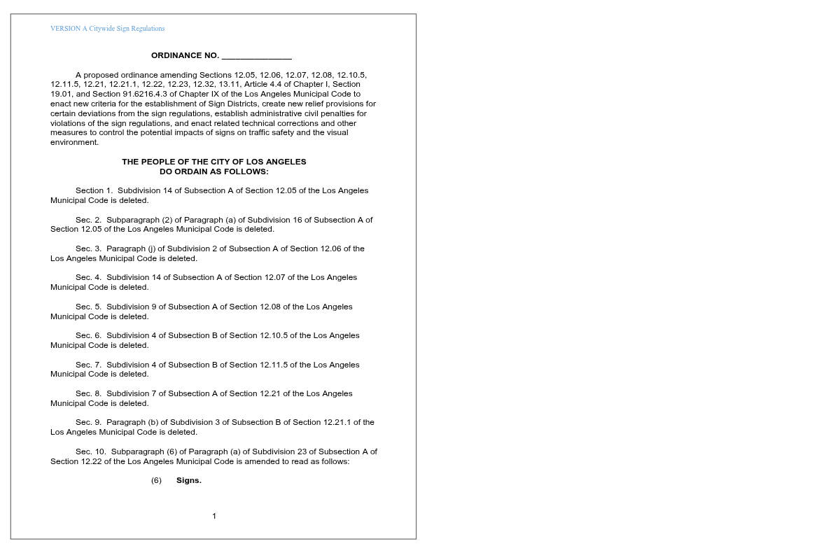 Business sign permit requirements in Los Angeles