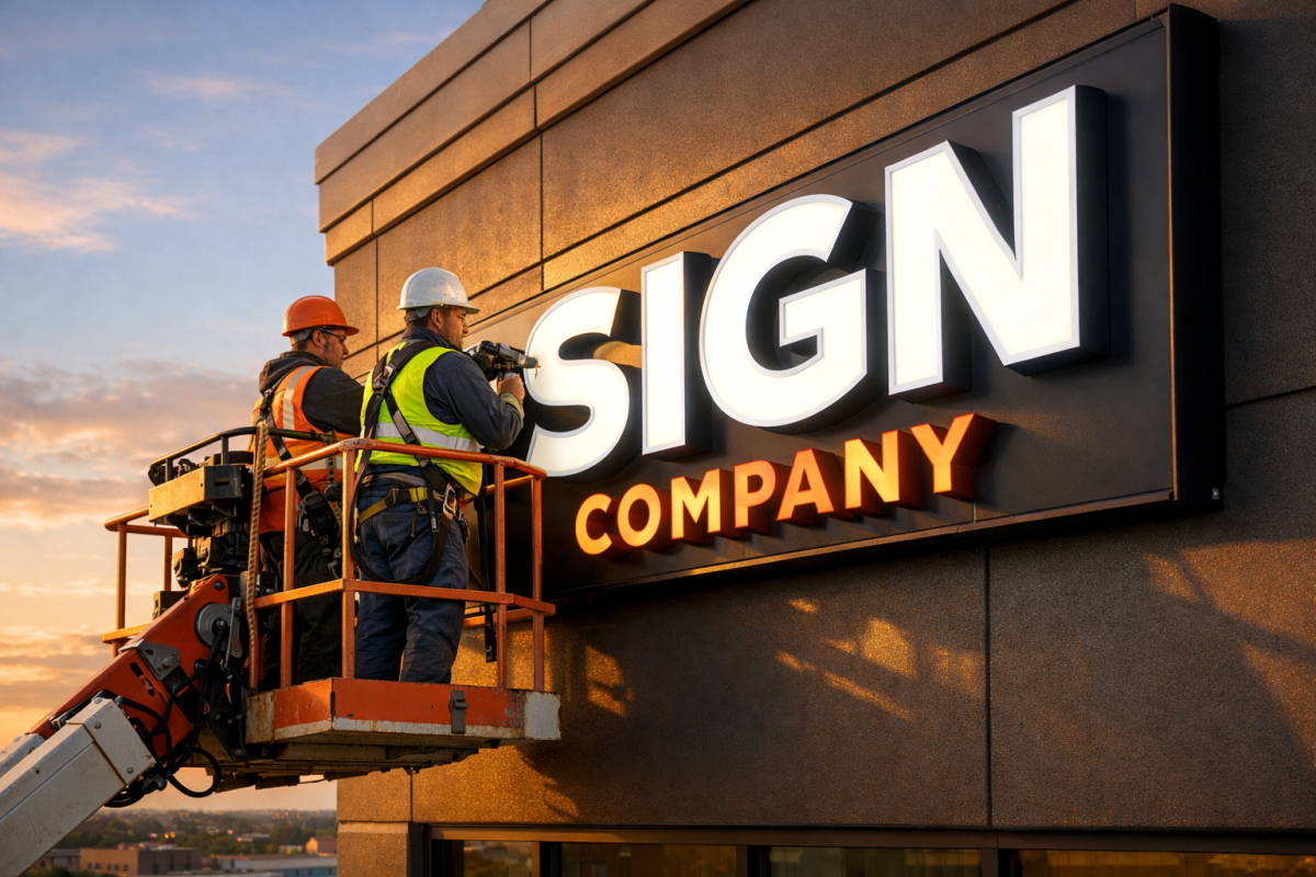Business sign installation planning timeline chart